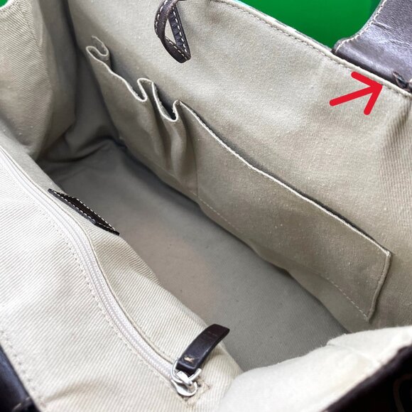 Kate Spade NY Striped Canvas Tote Bag Blue Brown White Leather Handles Italy VTG - Picture 11 of 15